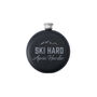 Black 6oz Hip Flask In Gift Box 'Ski Hard, Après Harder' | Drink Holder | Flask | Sport Accessory | Skiing, thumbnail 2 of 2