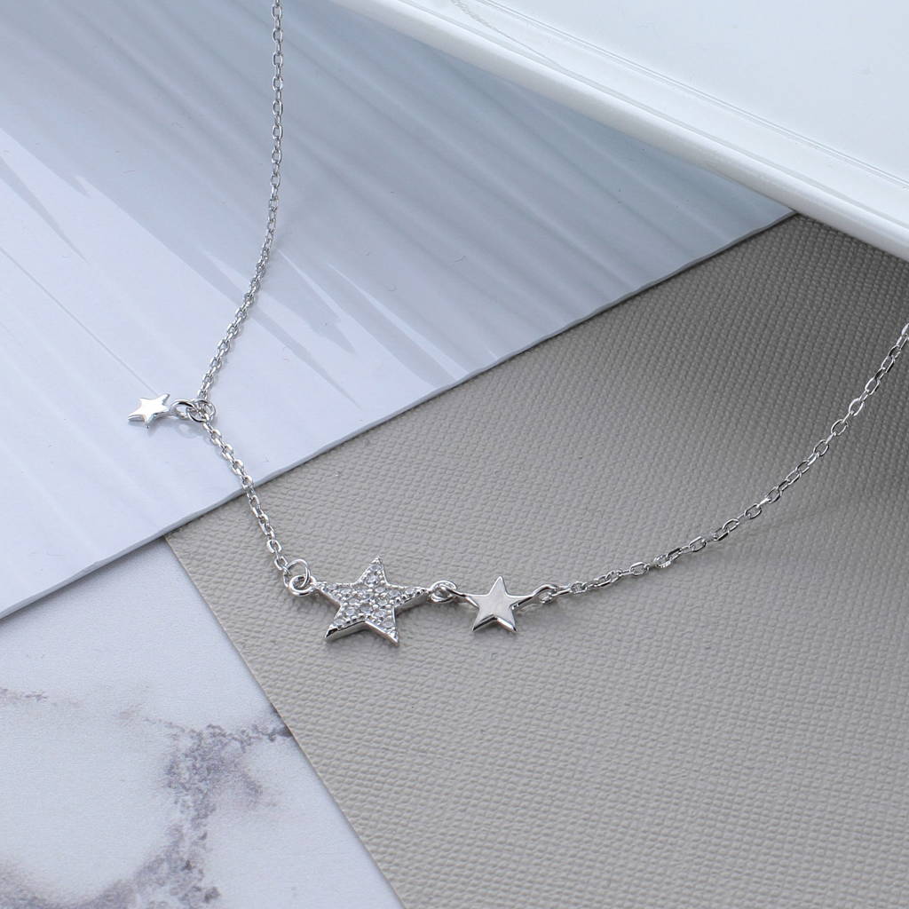 Sterling Silver Star Cubic Zirconia Necklace By Francesca Rossi Designs ...
