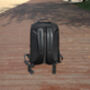 Minimalist Zip Open Black Leather Backpack, thumbnail 5 of 6