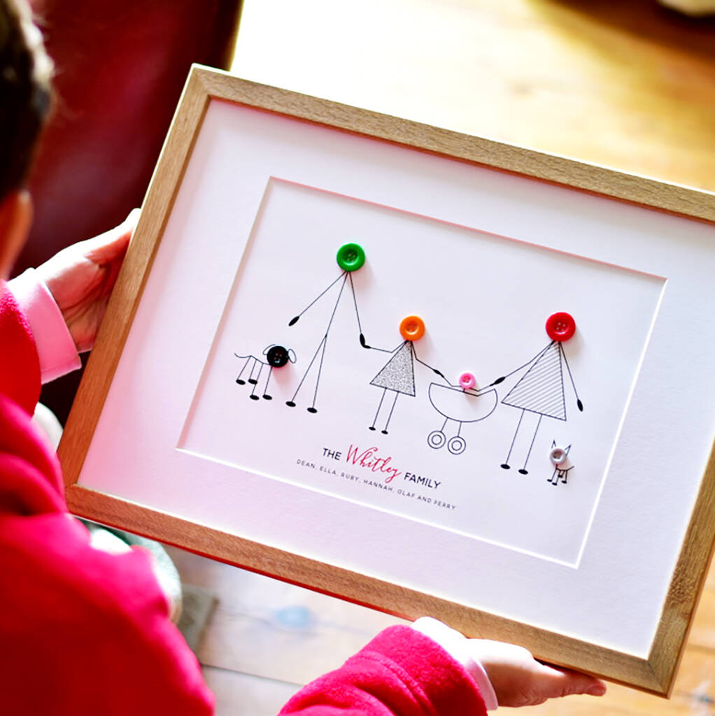Personalised Family Button Print Unframed, 1 of 12