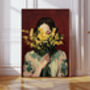 Female Flower Portrait Painting Art Print, thumbnail 1 of 4