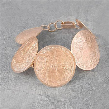 Round Textured Rose Gold Plated Silver Bracelet, 2 of 5