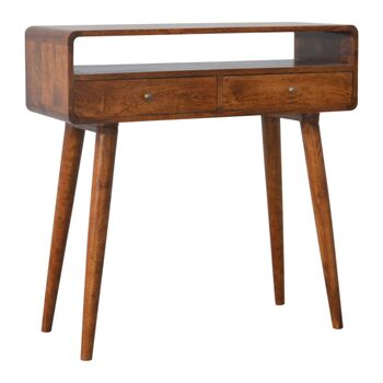 Modern Curved Chestnut Console Table, 7 of 12