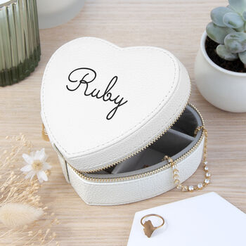 Personalised White Heart Jewellery Case, 4 of 6