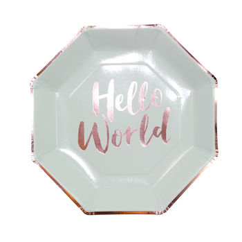 Rose Gold Foiled Baby Shower Paper Party Plate, 2 of 3