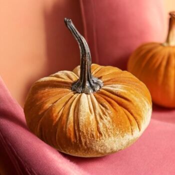 Autumn And Halloween Decor 15cm Velvet Pumpkins Free Lights, 6 of 10