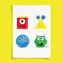 Cute Shape Monster Greeting Card For Children, thumbnail 1 of 4