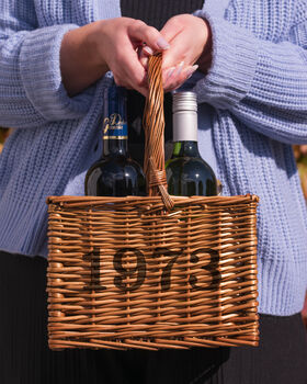 Personalised Special Date Wicker Bottle Carrier, 2 of 8