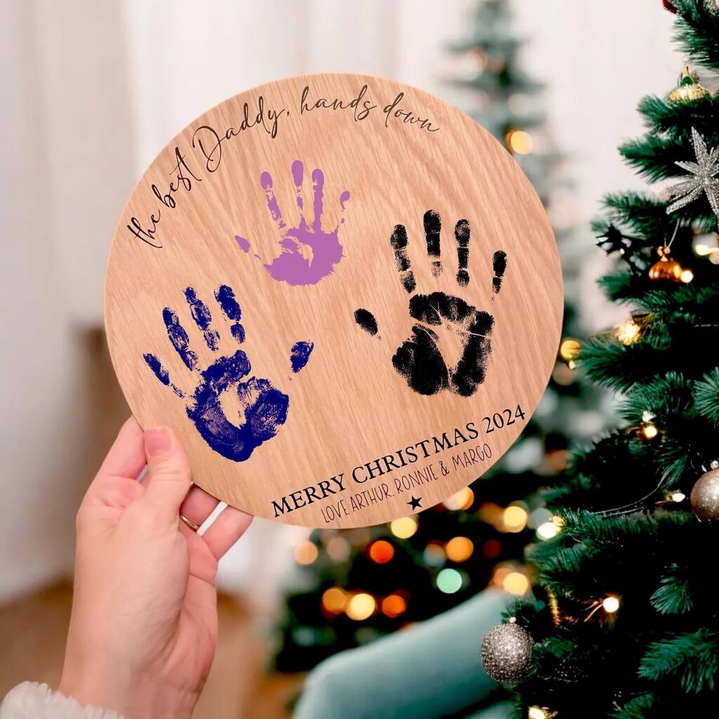 Personalised Christmas Hand Print Gift Plaque Art, 1 of 2