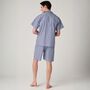 Men's 'Navy Spark' Stripe Crisp Cotton Short Pyjama Set, thumbnail 3 of 4