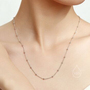 Sterling Silver Minimalist Bead Motif Necklace Various Lengths, 8 of 12