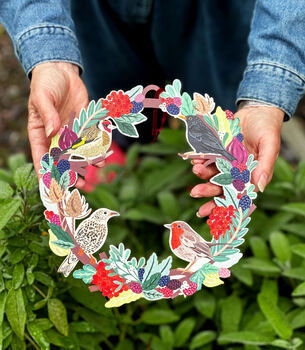 Birds And Berries Wooden Christmas Wreath, 8 of 8