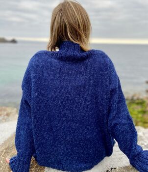 The Coco Wool And Organic Cotton Sweater In Navy Blue, 4 of 4