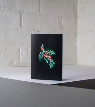 Neon Holly Christmas Card, 2 of 3