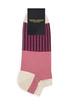 Oxford Stripe Blue/Burgundy Men's Trainer Socks Bundle, 6 of 7