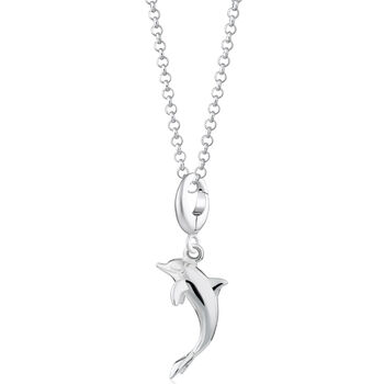 Sterling Silver Dolphin Charm Necklace, 2 of 5