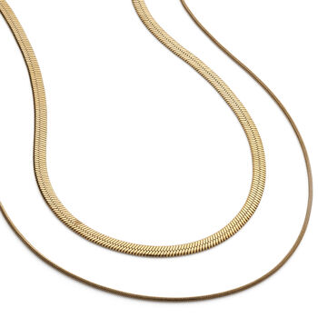 14 K Gold Plated Flat Snake Chain Choker, 2 of 6