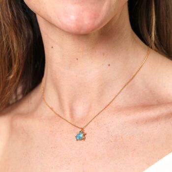 Blue Turtle Pendant Necklace In Gold, 3 of 4