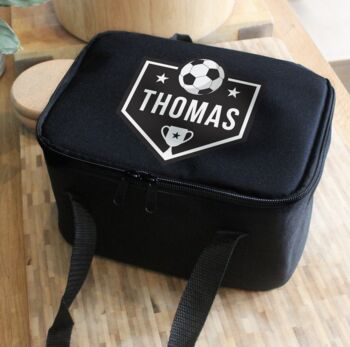 Personalised Football Black Lunch Bag, 3 of 3