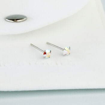 Sterling Silver Iridescent Crystal Stud Earrings, 3 of 4