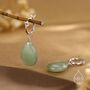 Sterling Silver Green Aventurine Jade Droplet Hoop Earrings, thumbnail 6 of 11