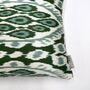 Square Ikat Silk Cushion Forest Green Abstract, thumbnail 8 of 9