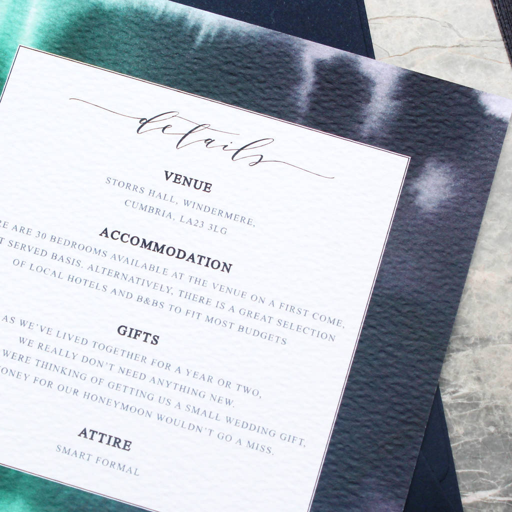 What Needs To Go In A Wedding Invitation Fallcreekonline Org Over 100 Fonts Source Navy Watercolour Geode Wedding Invitation By Vanilla Retro