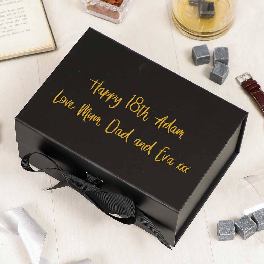 personalised black birthday gift box for him by dibor
