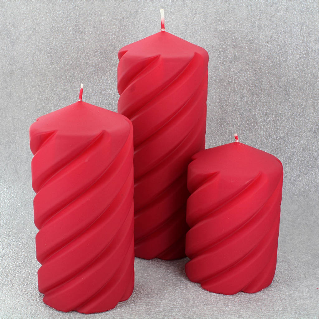 xxl red pillar spiral candles by g decor
