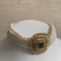 Green Beaded Pearl Gold Plated Indian Choker Set, thumbnail 4 of 7