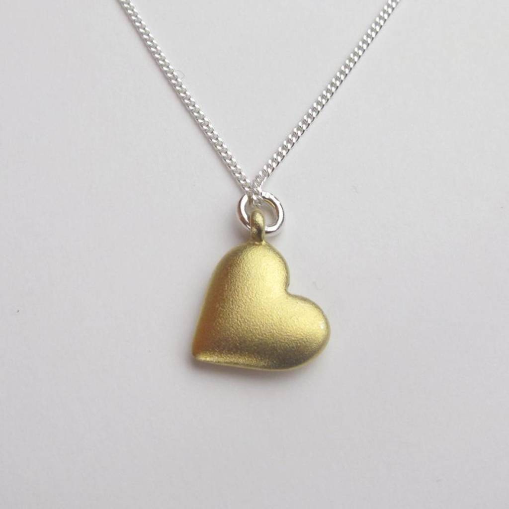 18kt Gold Plate Heart Necklace On Sterling Silver Chain, 1 of 2