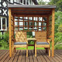 Henley Garden Two Seat Arbour Arch Seat With Side Table, thumbnail 4 of 10