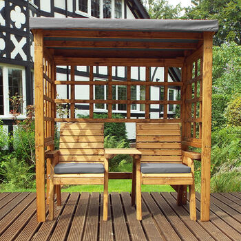 Henley Garden Two Seat Arbour Arch Seat With Side Table, 4 of 10