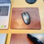 Personalised Stamped Leather Mouse Mat, Spanish Brown, thumbnail 2 of 12