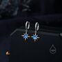 Sterling Silver Moonstone Northstar Starburst Huggie Hoop Earrings, thumbnail 3 of 11