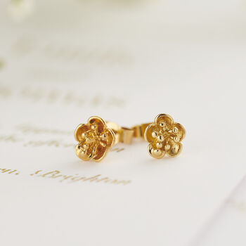 9ct Gold Flower Stud Earrings, 3 of 9