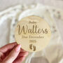 Personalised Wooden Baby Due Announcement Disc, thumbnail 6 of 6