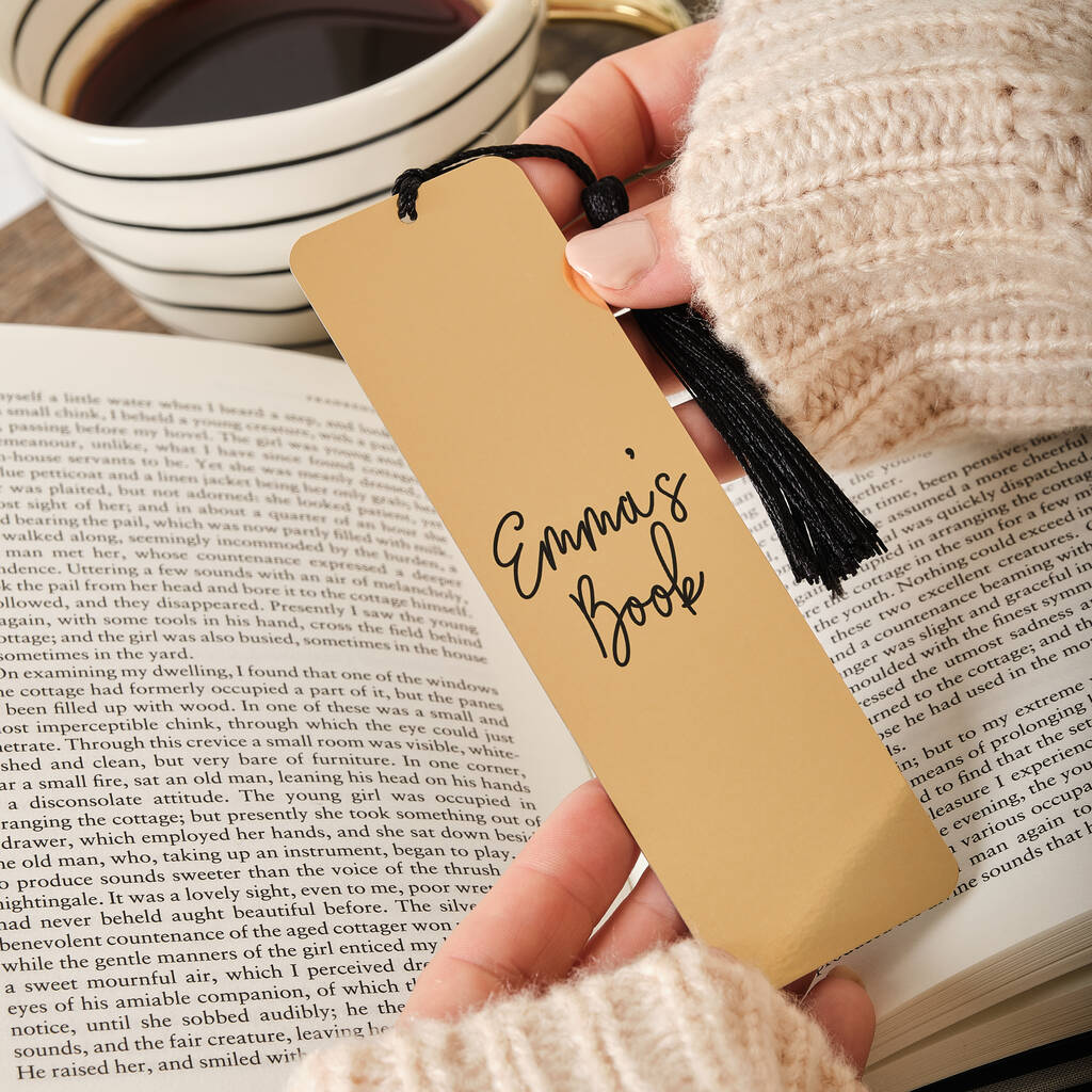 Personalised Mirrored Gold Tone Metal Bookmark, 1 of 4