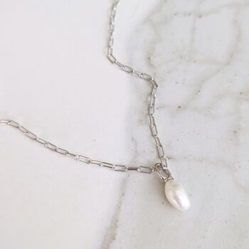 The Statement Pearl Necklace, Silver, 3 of 5