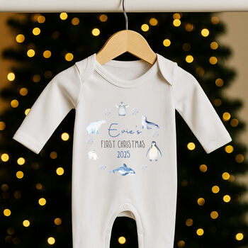 Pesonalised First Christmas Bodysuit / Babygrow Winter Animals, 5 of 8