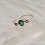 Pink Tourmaline, Emerald Silver Ring, thumbnail 4 of 6