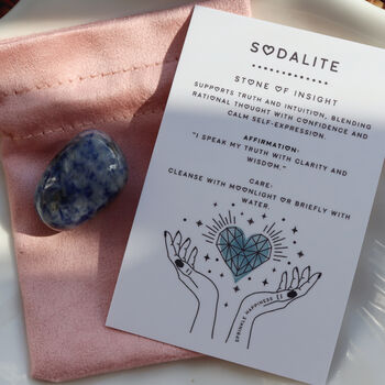Sodalite Crystal Tumblestone Gift With Pouch And Card, 3 of 10