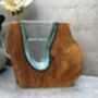 18cm Molten Glass Wedge Vase On Teak Root Flower Holder, thumbnail 3 of 12
