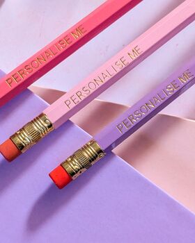 Strawberry Pink Personalised Pencil Gift Set, 3 of 4