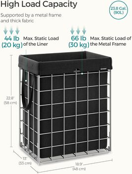 Laundry Basket 90 L Collapsible Hamper Metal Wire Frame, 12 of 12