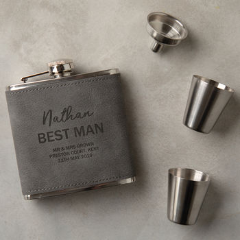 Personalised Best Man Hip Flask Gift Set, 3 of 9