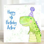 Personalised Green Dinosaur Birthday Card, thumbnail 2 of 3