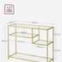Console Table Tempered Glass Metal Frame Modern Shelves, thumbnail 2 of 7