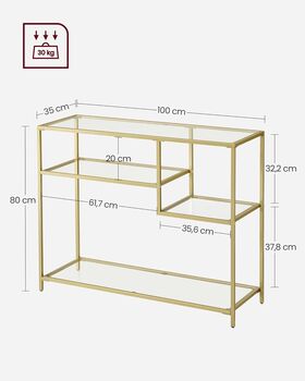 Console Table Tempered Glass Metal Frame Modern Shelves, 2 of 7