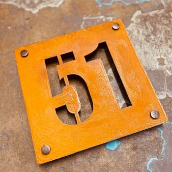 Corten Steel House Number Sign, 3 of 12